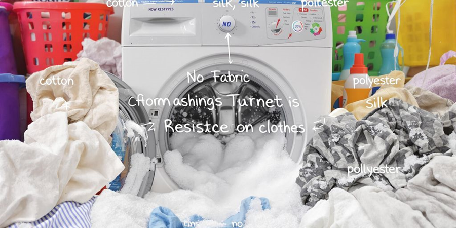  A washing machine filled to capacity with various items of laundry, showcasing a busy laundry day.